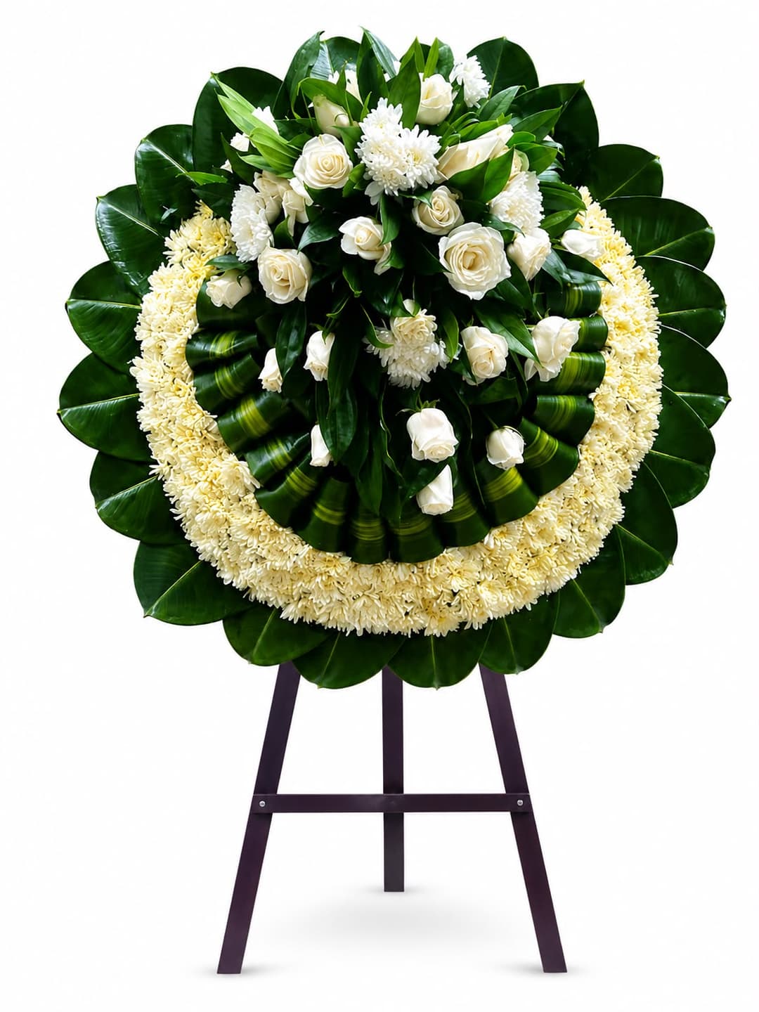 CORONA FUNEBRE ELEGANCIA EN BLANCO - OFRENDA FLORAL